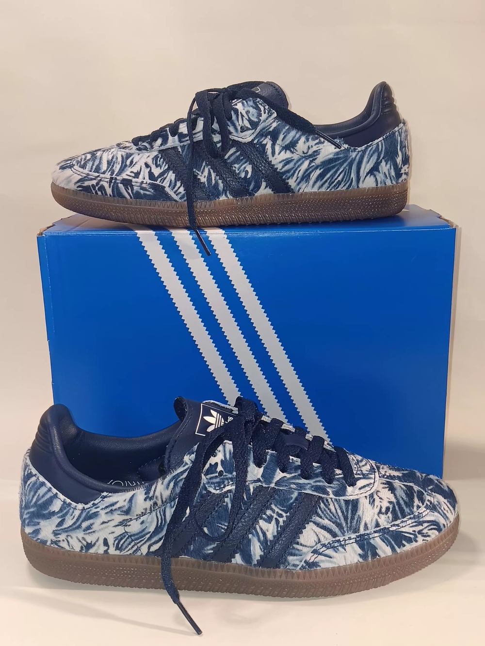 Adidas Pony Hair Navy Blue Printed Samba Sneakers